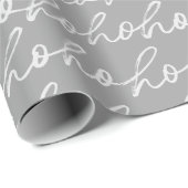 White Script Ho Ho Ho Silver Weihnachten Geschenkpapier (Rolleneckpunkt)