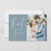 White Script Hochzeit danke Ihnen Fotokarte (Vorderseite)