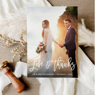 White Script Hochzeit danke Ihnen Fotokarte Postkarte