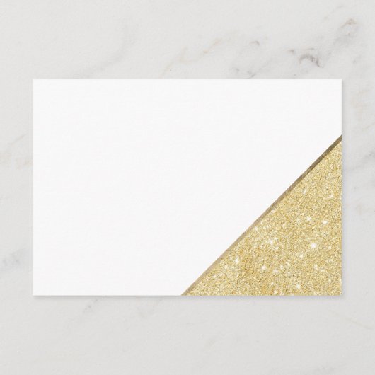 White-Script-Hochzeitsrichtung für Gold-Glitzer Begleitkarte (Rückseite)