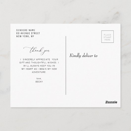 White Script modern danke Abschluss Postkarte (Rückseite)