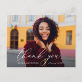 White Script modern danke Abschluss Postkarte (Vorderseite)