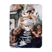 White Script Modern Foto Hochzeit Vielen Dank Magnet (Vertikal)