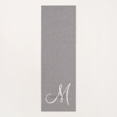 White Script Monogram Grau Linen Yogamatte (Rückseite)