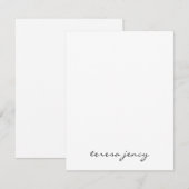 White Script Monogram | Minimalist Modern Design Mitteilungskarte (Vorne/Hinten)