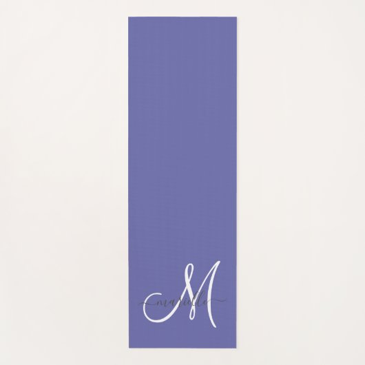 White Script Monogram Periwinkle Yoga Mat Yogamatte (Vorderseite)