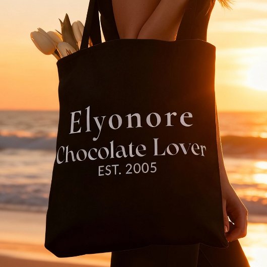 White Script Name Established Chocolate Lover Tasche