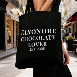 White Script Name Established Chocolate Lover Tasche