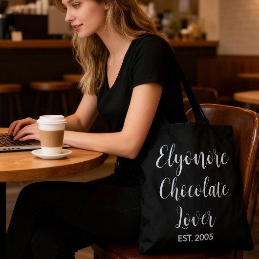White Script Name Established Chocolate Lover Tasche