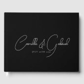 White Script Names Wedding Black Guest Book Gästebuch (Vorderseite)