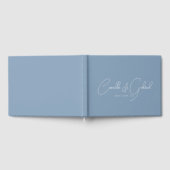 White Script Names Wedding Dusty Blue Gästebuch (Voll)
