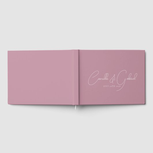 White Script Names Wedding Dusty Pink Guest Book Gästebuch (Voll)
