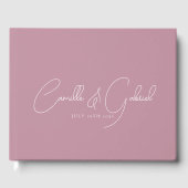 White Script Names Wedding Dusty Pink Guest Book Gästebuch (Vorderseite)