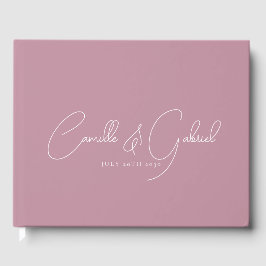 White Script Names Wedding Dusty Pink Guest Book Gästebuch