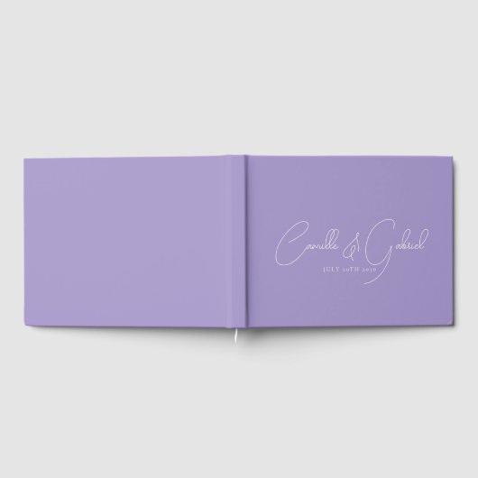 White Script Names Wedding Lavender Gästebuch (Voll)