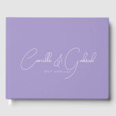 White Script Names Wedding Lavender Gästebuch (Vorderseite)
