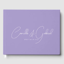 White Script Names Wedding Lavender Gästebuch