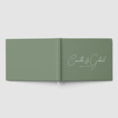 White Script Names Wedding Sage Green Gästebuch (Voll)