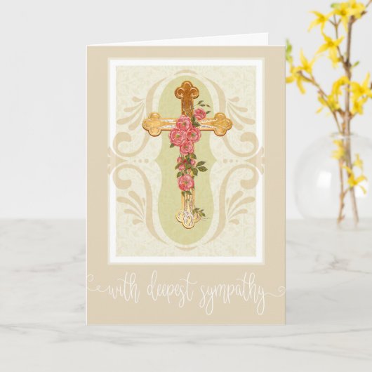 White Script Overlay | Beileid für das Gold Cross  Karte (Gelbe Blume)