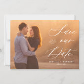 White Script Overlay-Foto Speichern des Datumsmaga Magneteinladung (Vorderseite)