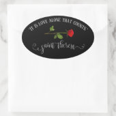 White Script Overlay | St.-Therese-Rote Rose Ovaler Aufkleber (Tasche)