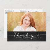 White Script Rustic Abschluss Vielen Dank Postcard Postkarte (Vorne/Hinten)