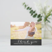 White Script Rustic Abschluss Vielen Dank Postcard Postkarte (Stehend Vorderseite)