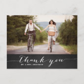 White Script Rustic Wedding Danke Postcard Postkarte (Vorderseite)