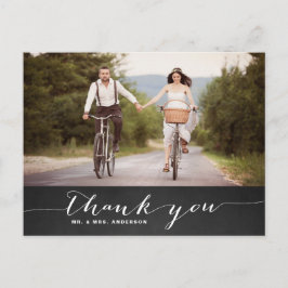 White Script Rustic Wedding Danke Postcard Postkarte