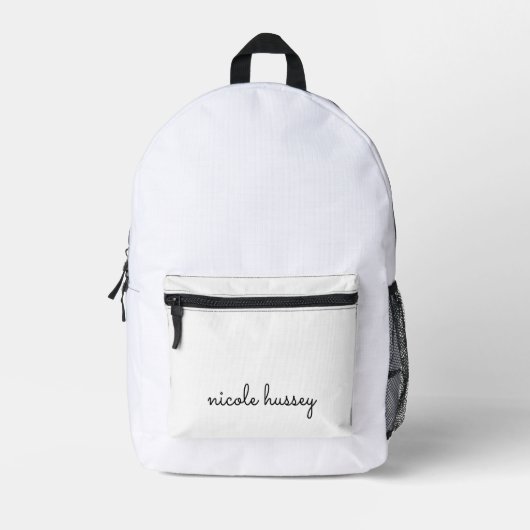 White Script | Stilvolle Monogram Modern Bedruckter Rucksack (Vorderseite)