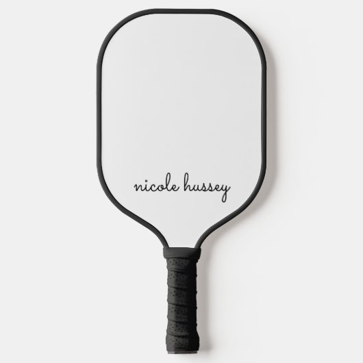 White Script | Stilvolle Monogram Modern Pickleball Schläger (Vorderseite)