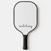 White Script | Stilvolle Monogram Modern Pickleball Schläger (Rückseite)