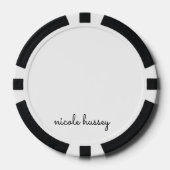 White Script | Stilvolle Monogram Modern Pokerchips (Vorderseite)