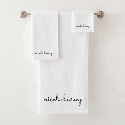 White Script | Stilvolle Monogram Moderne Minimali Badhandtuch Set (Insitu)
