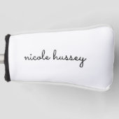 White Script | Stilvolle Monogram Moderne Minimali Golf Headcover (Vorderseite)