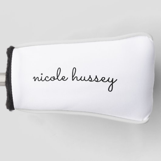 White Script | Stilvolle Monogram Moderne Minimali Golf Headcover (Vorderseite)
