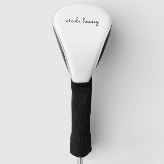 White Script | Stilvolle Monogram Moderne Minimali Golf Headcover (Vorderseite)