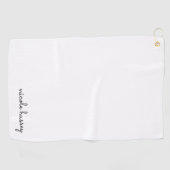 White Script | Stilvolle Monogram Moderne Minimali Golfhandtuch (Horizontal)
