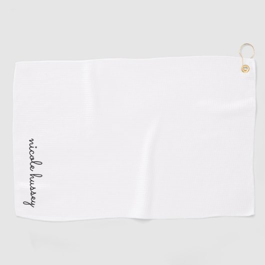 White Script | Stilvolle Monogram Moderne Minimali Golfhandtuch (Horizontal)