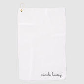 White Script | Stilvolle Monogram Moderne Minimali Golfhandtuch (Vorderseite)