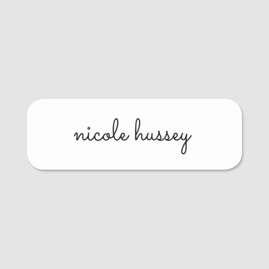 White Script | Stilvolle Monogram Moderne Minimali Namensschild (Vorderseite)