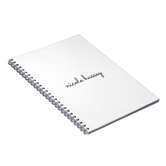 White Script | Stilvolle Monogram Moderne Minimali Notizblock (Rechte Seite)