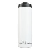 White Script | Stilvolle Monogram Moderne Minimali Thermosbecher (Vorderseite)