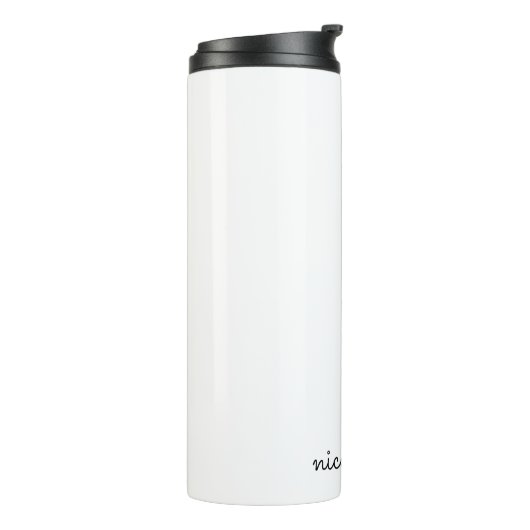 White Script | Stilvolle Monogram Moderne Minimali Thermosbecher (Nach links gedreht)