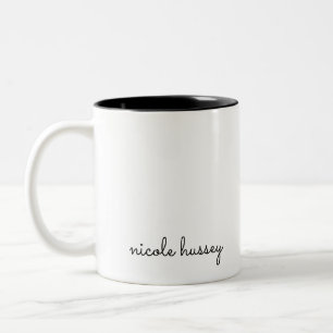 White Script   Stilvolle Monogram Moderne Minimali Zweifarbige Tasse