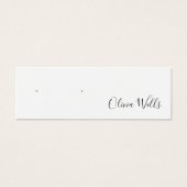 White Script Study Earring Juwelier Display Card (Vorderseite)