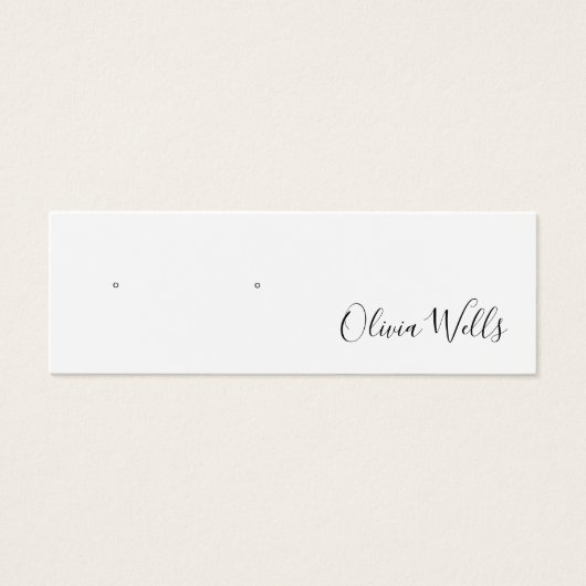 White Script Study Earring Juwelier Display Card (Vorderseite)