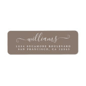 White Script Taupe Gray Return Address Label (Vorne)