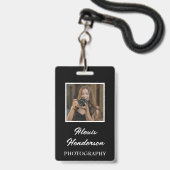 White Script Typografy Foto Ausweis (Vorderseite mit Lanyard)