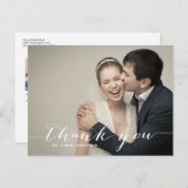 White Script Wedding Foto Vielen Dank Postcard Postkarte (Vorne/Hinten)